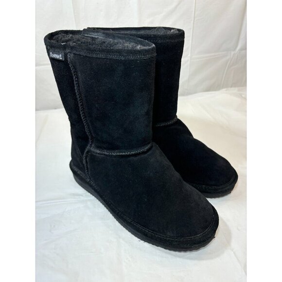 BEARPAW BLACK SUEDE SHEEPSKIN/WOOL LINED  BOOTS - Picture 1 of 12